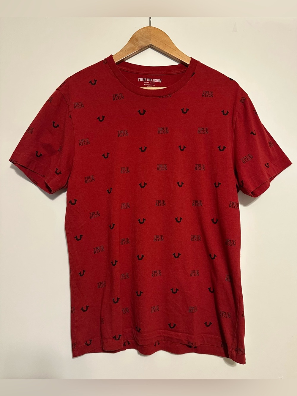 True Religion Red Short-Sleeve Logo Print Casual Tee - Medium